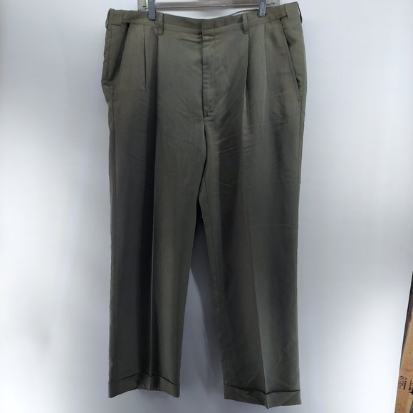 Haggar  green  Front pleated  Straight Dress Pants size 38 - Picture 1 of 11